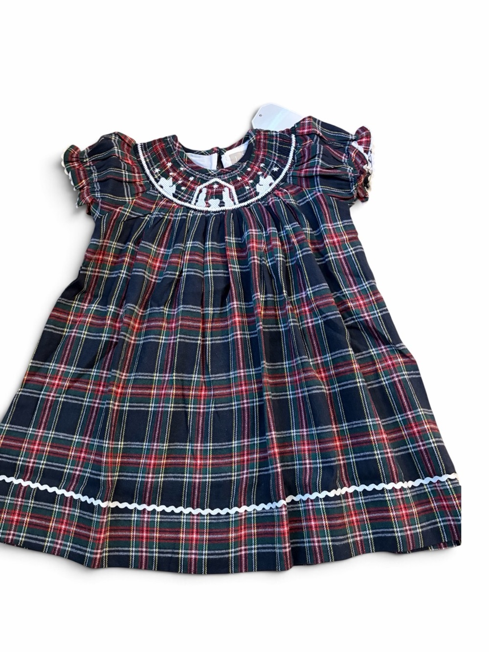 Lil Cactus Smocked Navy Plaid Christmas Nativity Dress NWT SZ 5